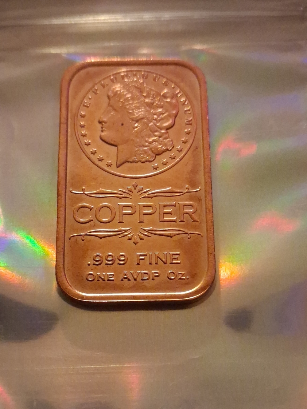 1 oz .999 Fine Copper Bar - Copper Color